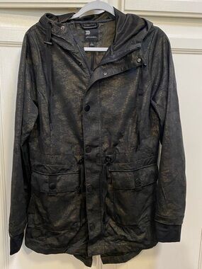 all in motion Men's Black Hooded Field Jacket with Subtle Metallic Sheen